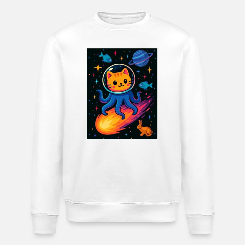 Aventure Cosmic Cat Octopus - Sweat bio ROLLER Stanley/Stella Unisexe - blanc