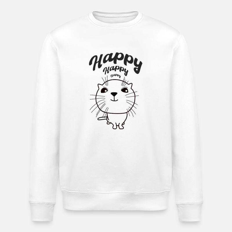 Chat heureux - Sweat bio ROLLER Stanley/Stella Unisexe - blanc