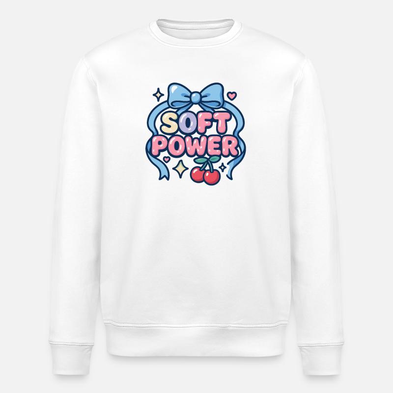 Soft Power – Kawaii Loop - Stanley/Stella ROLLER Unisex Organic Sweatshirt - white