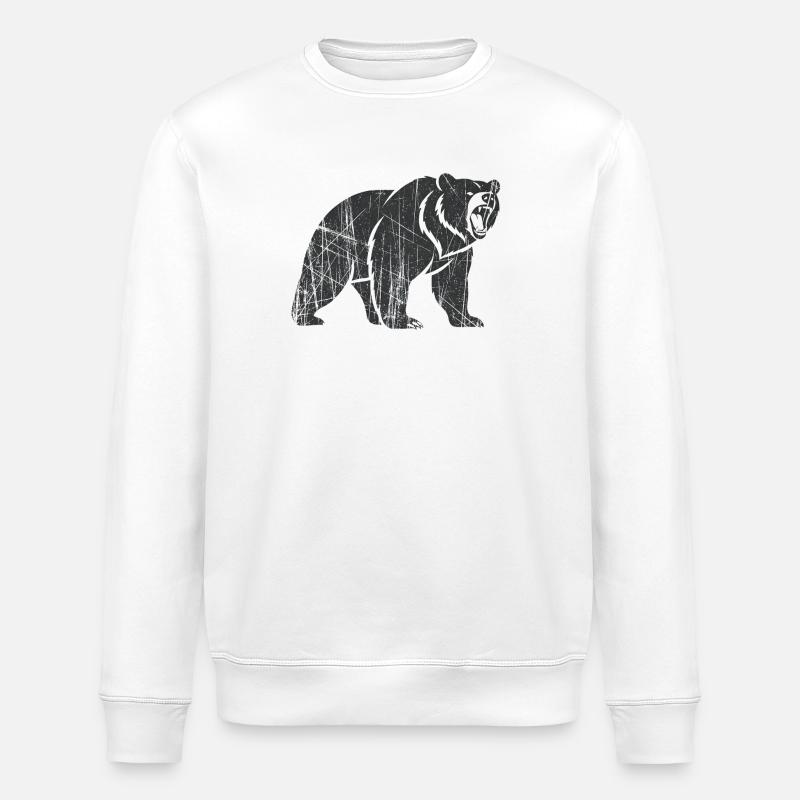 Abstract bear with line patterns - Stanley/Stella ROLLER Unisex Organic Sweatshirt - white