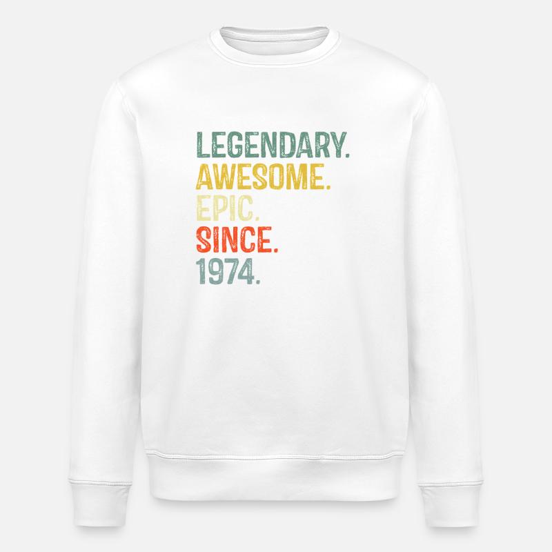 1974 Nostalgisches episches Typografie-Design - Stanley/Stella Unisex Bio-Sweatshirt ROLLER - Weiß