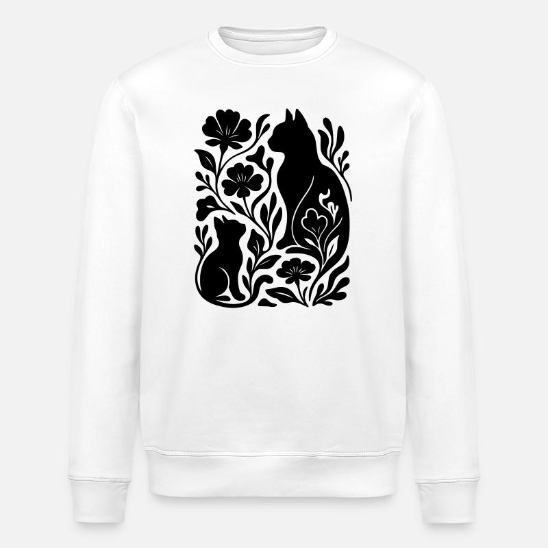 Abstraktes Spiel Katzen - Stanley/Stella Unisex Bio-Sweatshirt ROLLER - Weiß