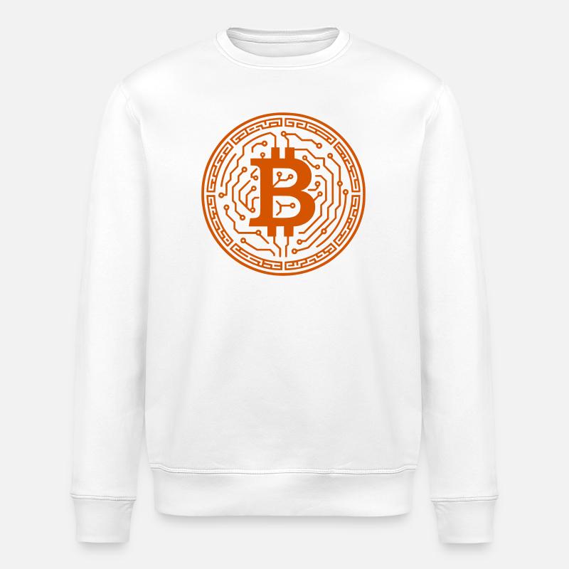 Bitcoin mit Schaltkreisen - Stanley/Stella Unisex Bio-Sweatshirt ROLLER - Weiß