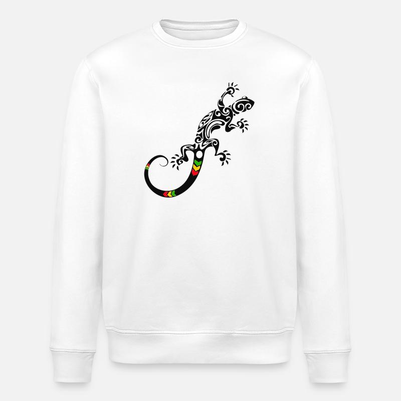 Lebendiges Tribal-Salamander-Design - Stanley/Stella Unisex Bio-Sweatshirt ROLLER - Weiß