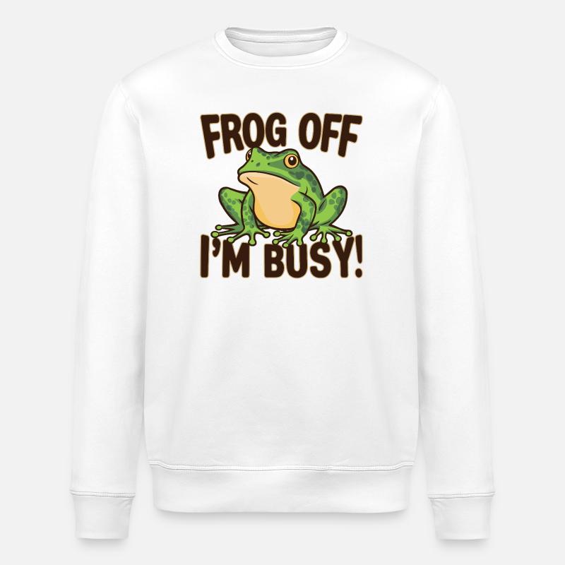Frosch mit Blick auf das Wesentliche - Stanley/Stella Unisex Bio-Sweatshirt ROLLER - Weiß
