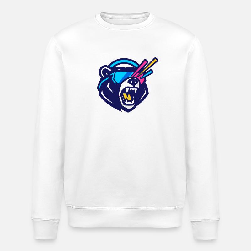 Brüllender Cyber-Bär mit Neon-Visor - Stanley/Stella Unisex Bio-Sweatshirt ROLLER - Weiß