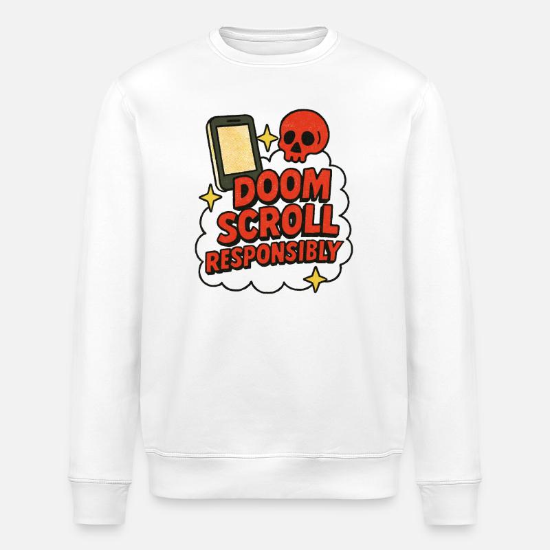 Doomscroll Conception anti-addiction responsable - Sweat bio ROLLER Stanley/Stella Unisexe - blanc