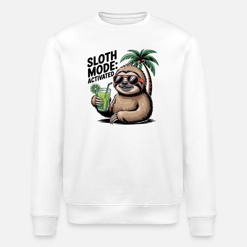 Sloth Mode Cocktail Funny Sloth - Stanley/Stella ROLLER Unisex Organic Sweatshirt - white