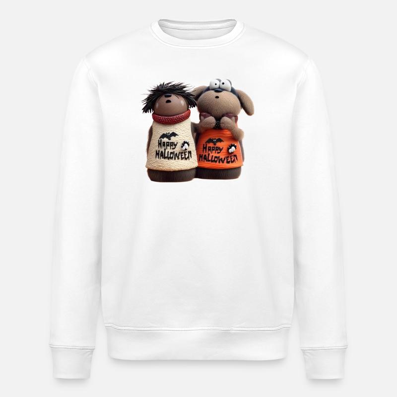 Double Spooky Trouble – Funny Halloween Wooligans - Stanley/Stella ROLLER Unisex Organic Sweatshirt - white