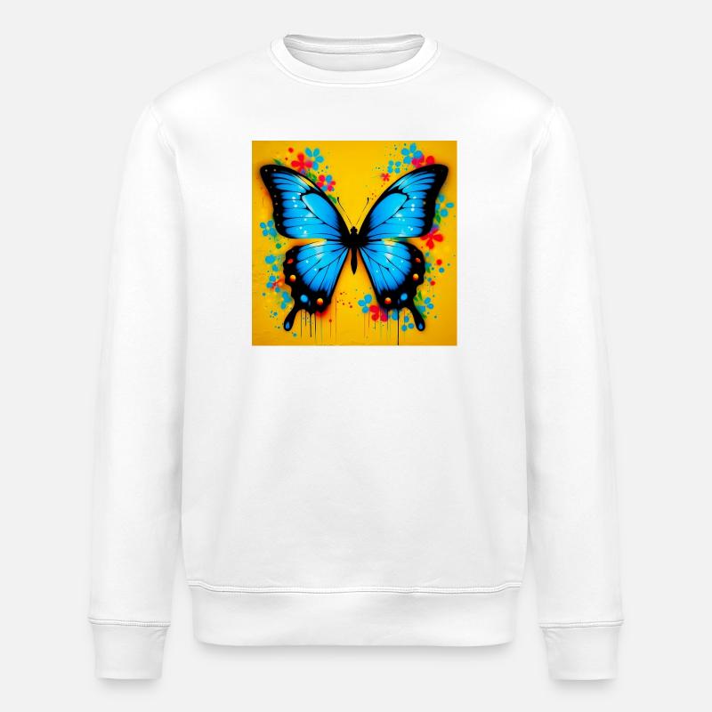 butterfly - Stanley/Stella ROLLER Unisex Organic Sweatshirt - white