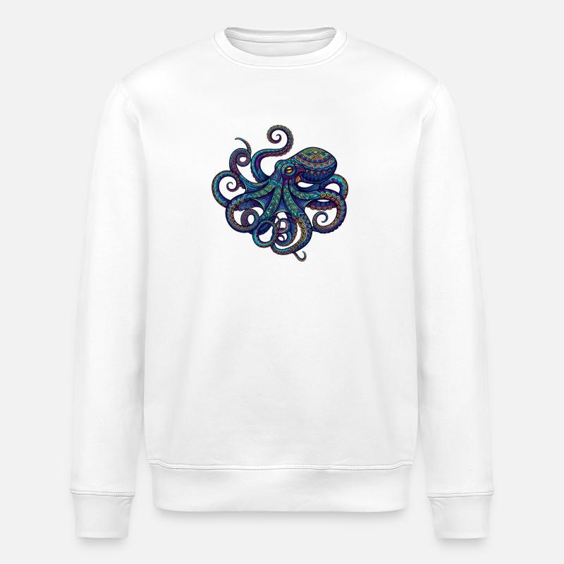 Octopus - Stanley/Stella ROLLER Unisex Organic Sweatshirt - white
