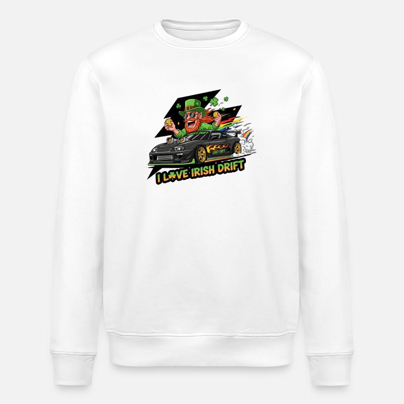 Irish Drift Celebration Tee - Stanley/Stella ROLLER Unisex Organic Sweatshirt - white