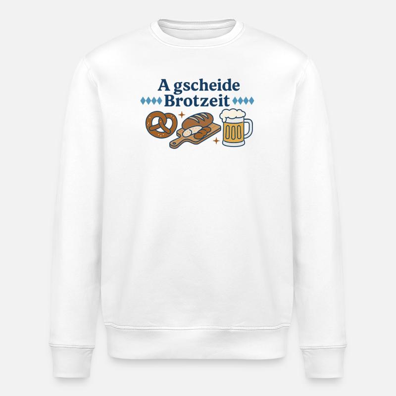 a gscheide brotzeit / Bayern Spruch - Stanley/Stella Unisex Bio-Sweatshirt ROLLER - Weiß