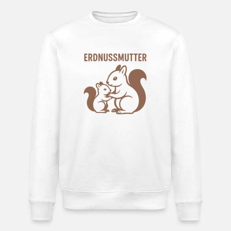 Erdnussmutter mit Eichhörnchenmotiv - Stanley/Stella Unisex Bio-Sweatshirt ROLLER - Weiß