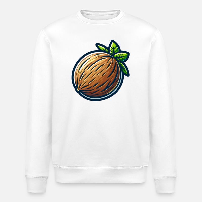 Tropical Nut Drawn - Stanley/Stella ROLLER Unisex Organic Sweatshirt - white