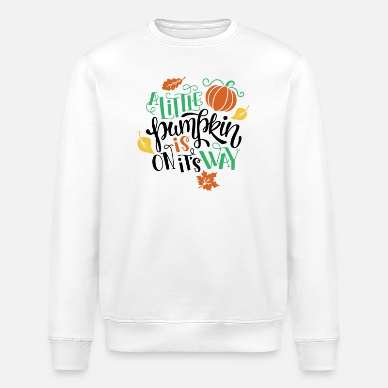 Herbstdekoration mit Kürbis und Blättern - Stanley/Stella Unisex Bio-Sweatshirt ROLLER - Weiß