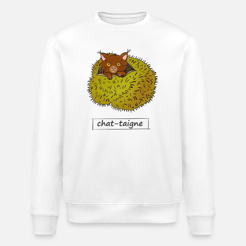 Chat-taigne - Sweat bio ROLLER Stanley/Stella Unisexe - blanc