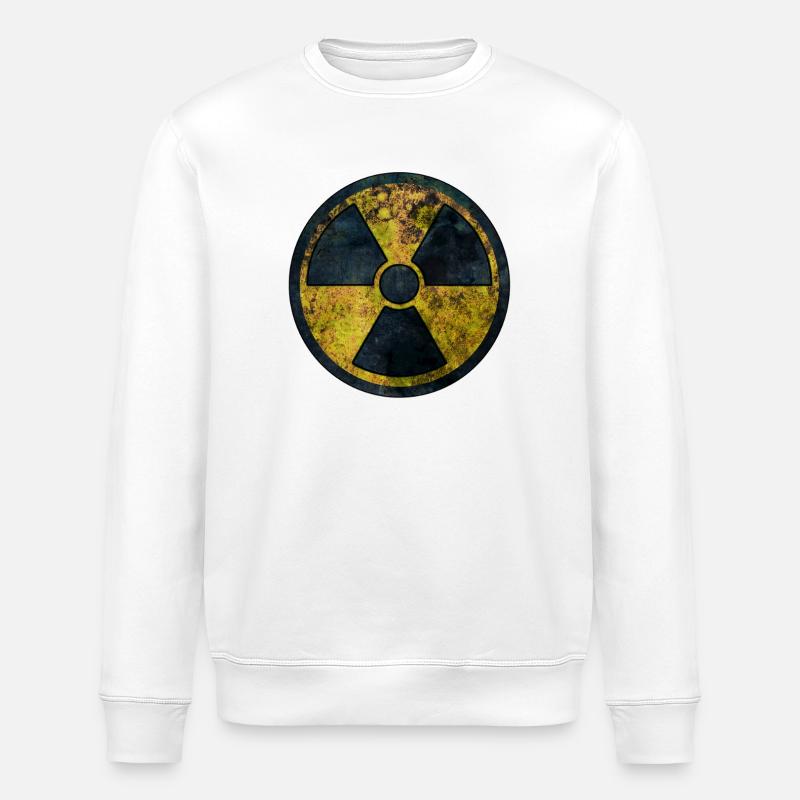 Radiation Warning Symbol - Stanley/Stella ROLLER Unisex Organic Sweatshirt - white