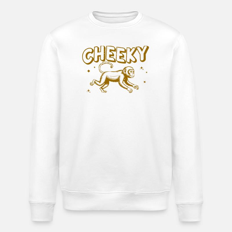 Verspielte freche Affe Illustration - Stanley/Stella Unisex Bio-Sweatshirt ROLLER - Weiß