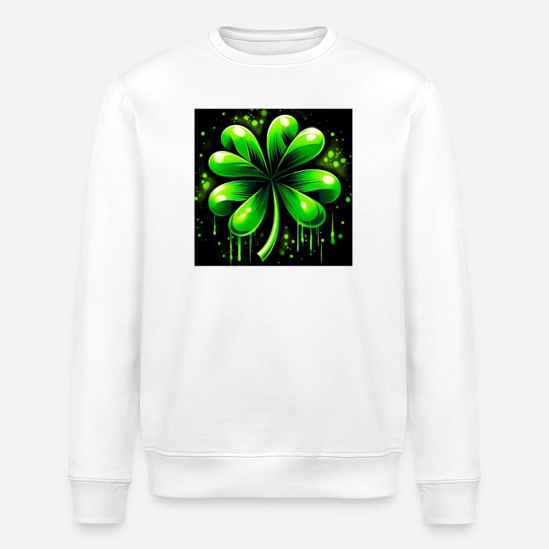 Trèfle à quatre feuilles - Sweat bio ROLLER Stanley/Stella Unisexe - blanc