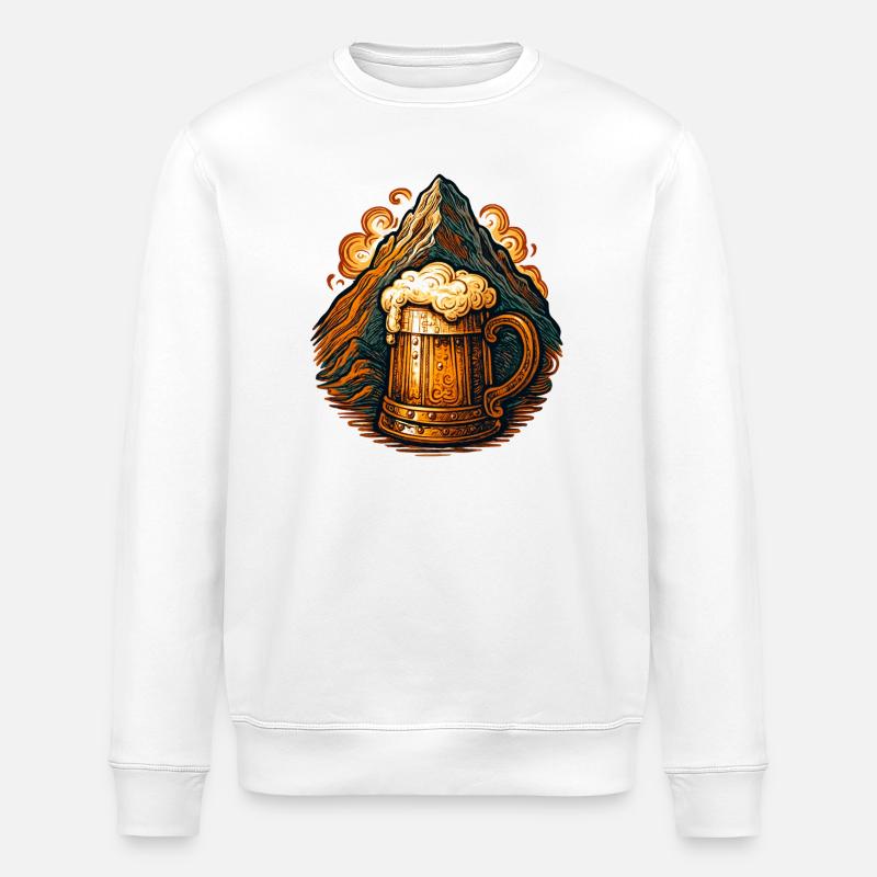 Mythical mountain with beer mug - Stanley/Stella ROLLER Unisex Organic Sweatshirt - white