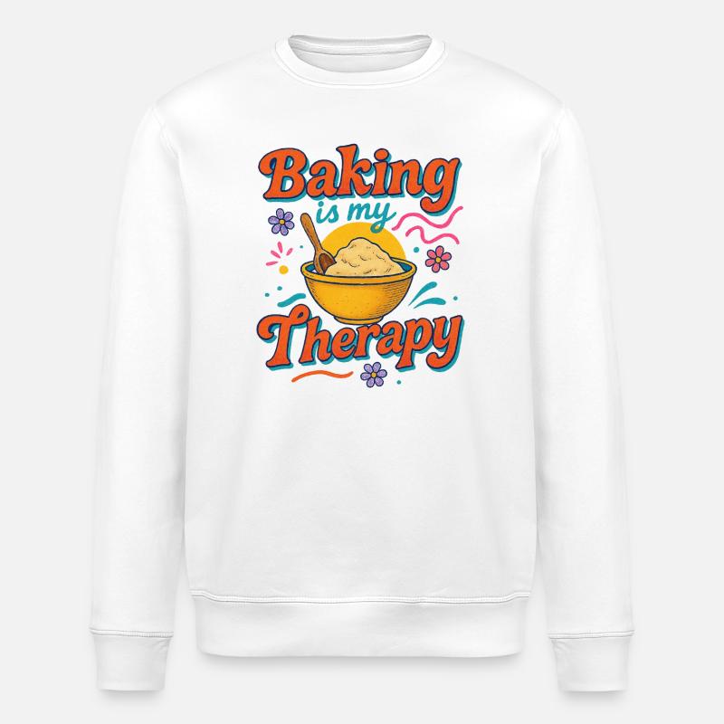 Baking Therapy Inspirational Design - Stanley/Stella ROLLER Unisex Organic Sweatshirt - white