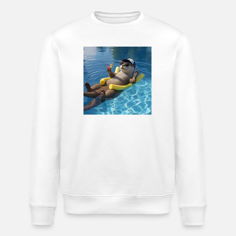 Otter im Urlaub - Stanley/Stella Unisex Bio-Sweatshirt ROLLER - Weiß