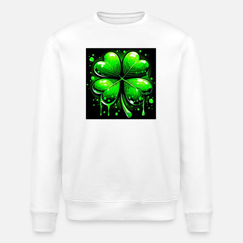 Four-leaf clover - Stanley/Stella ROLLER Unisex Organic Sweatshirt - white