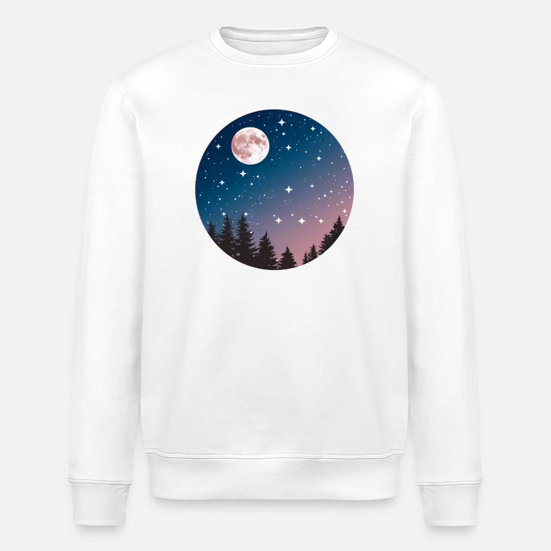 Mondschein Nachthimmel Baum Silhouette - Stanley/Stella Unisex Bio-Sweatshirt ROLLER - Weiß