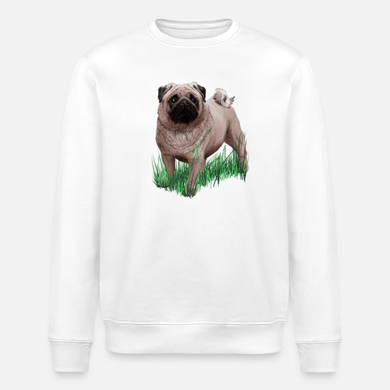 Mops - Stanley/Stella Unisex Bio-Sweatshirt ROLLER - Weiß