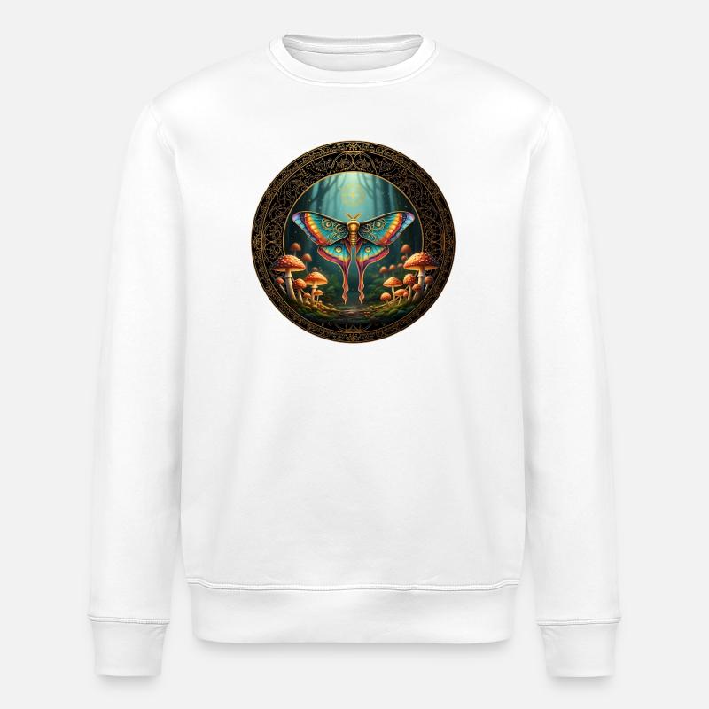 Mandala Papillon Forêt Enchanteur - Sweat bio ROLLER Stanley/Stella Unisexe - blanc