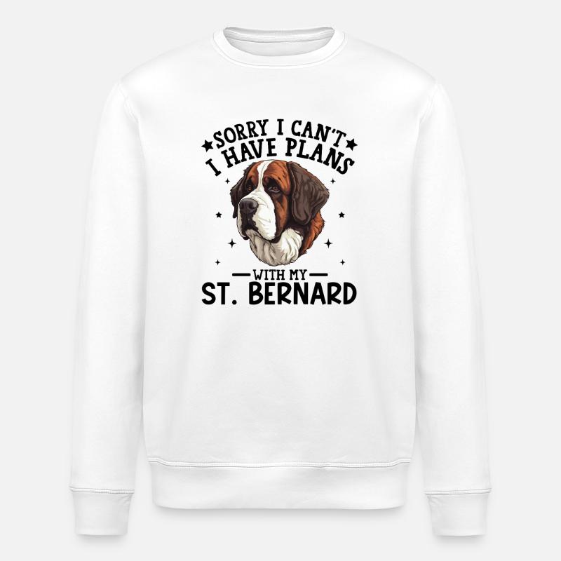 Realistisches Bernhardiner Hundeportrait - Stanley/Stella Unisex Bio-Sweatshirt ROLLER - Weiß
