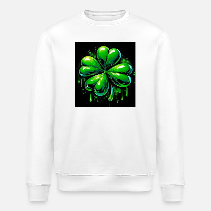 Vierblättriges Kleeblatt - Stanley/Stella Unisex Bio-Sweatshirt ROLLER - Weiß