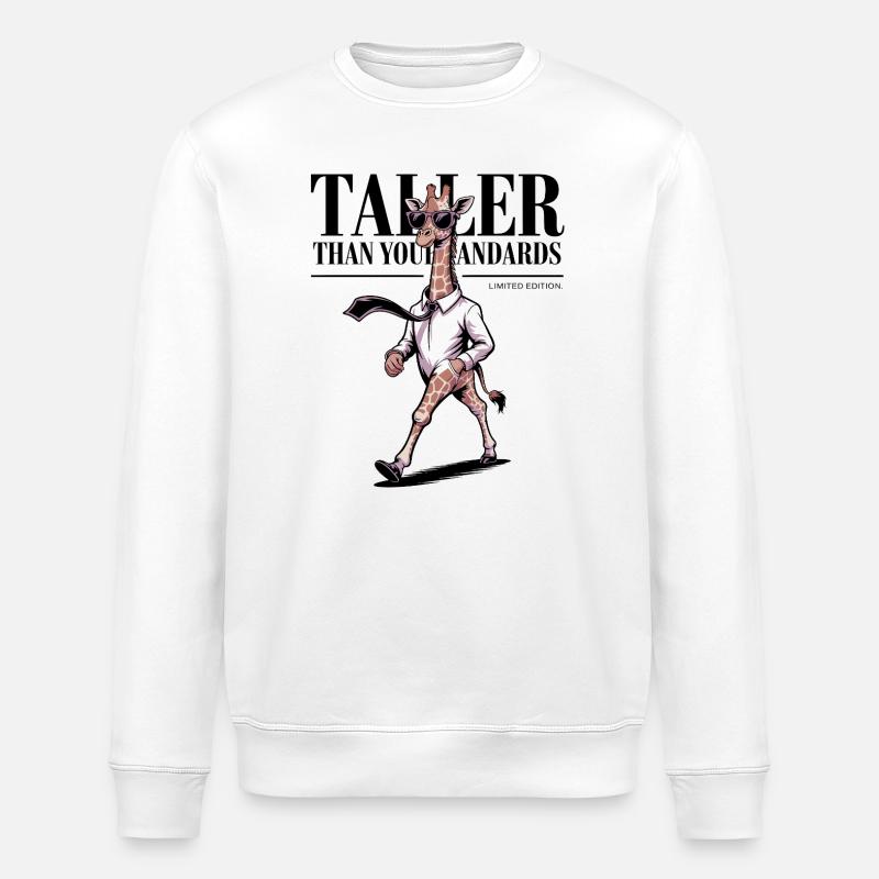 Höher als du erst, Giraffe - Stanley/Stella Unisex Bio-Sweatshirt ROLLER - Weiß