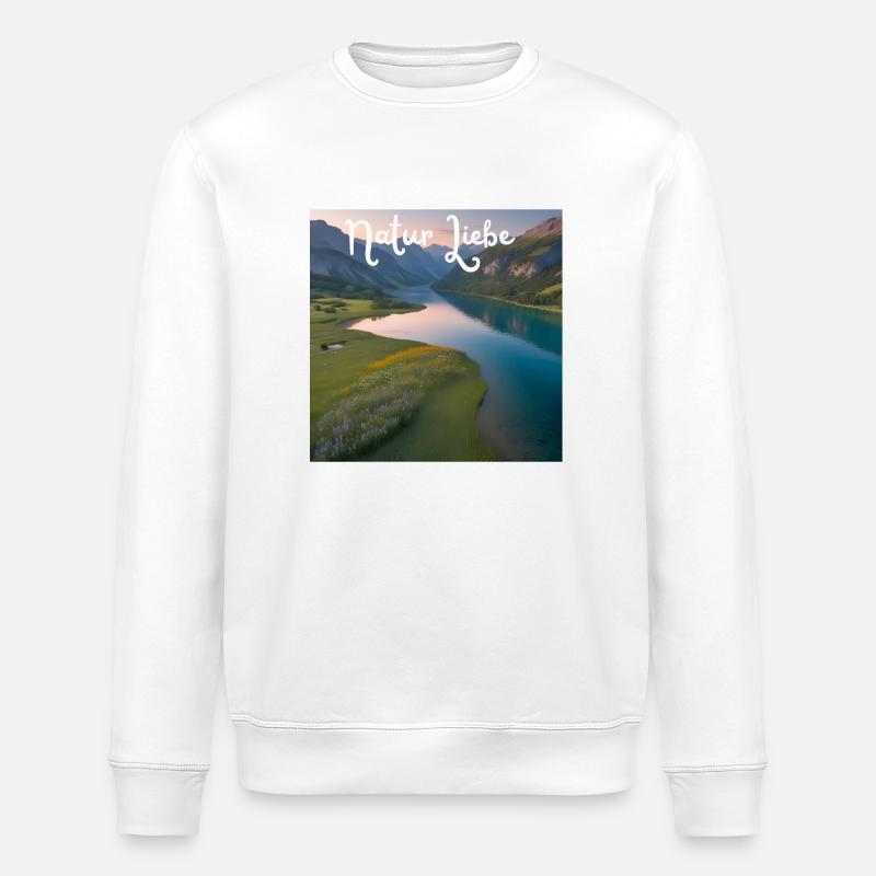 Natur Liebe Bergsee Landschaft - Stanley/Stella Unisex Bio-Sweatshirt ROLLER - Weiß