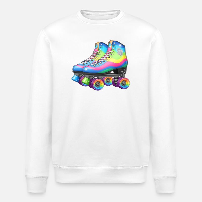 Rainbow Roller Skates Retro Disco Style - Stanley/Stella ROLLER Unisex Organic Sweatshirt - white