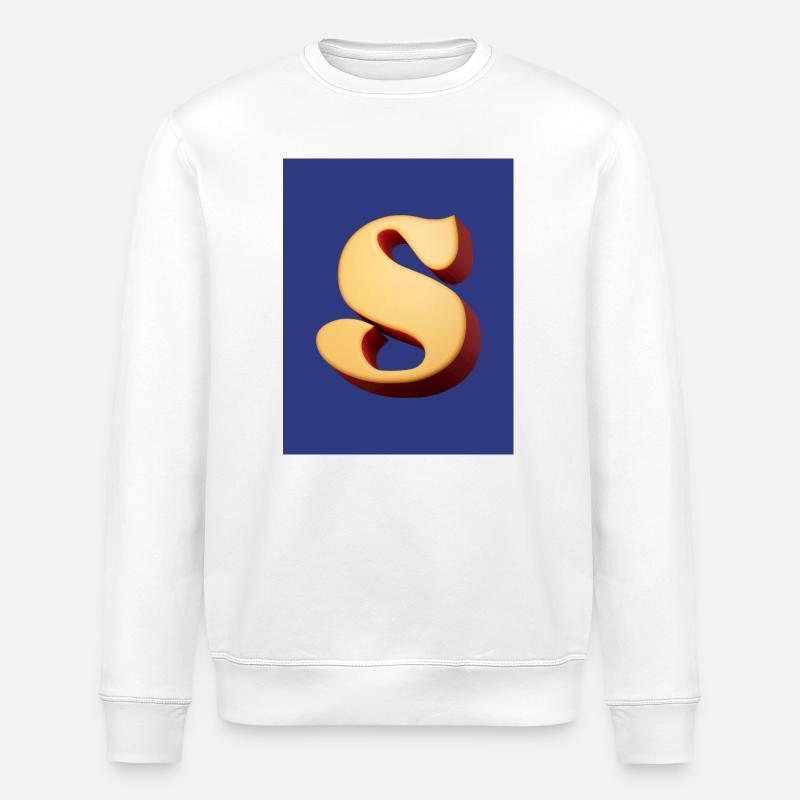 3D brun clair Lettre S look - Sweat bio ROLLER Stanley/Stella Unisexe - blanc