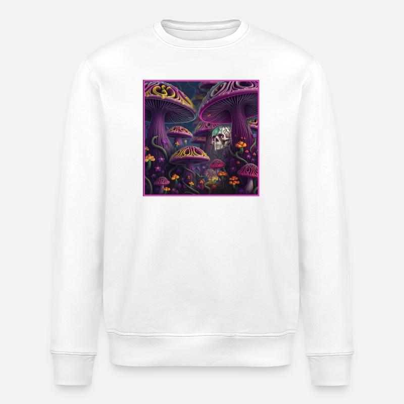 Champignon mystique Crâne Forêt - Sweat bio ROLLER Stanley/Stella Unisexe - blanc