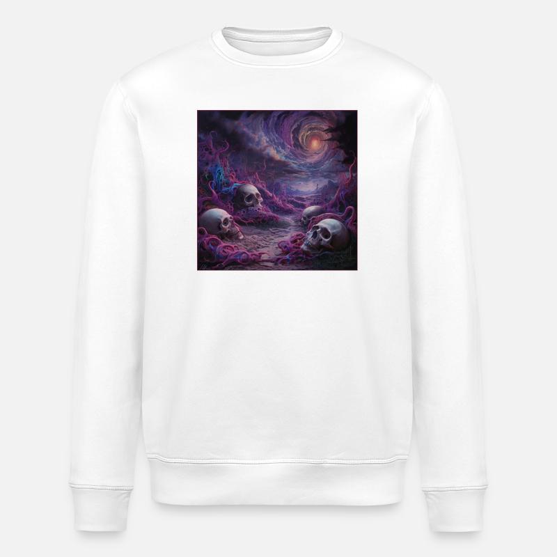 Cosmic Skull Realm Artwork - Stanley/Stella ROLLER Unisex Organic Sweatshirt - white
