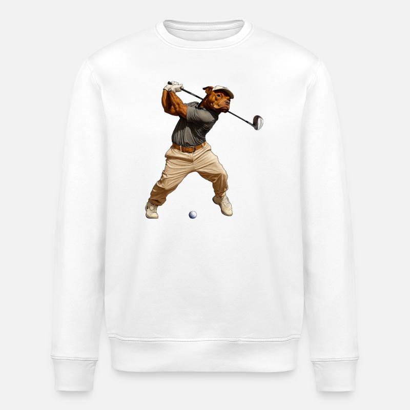 Pitbull Golfspieler - Stanley/Stella Unisex Bio-Sweatshirt ROLLER - Weiß