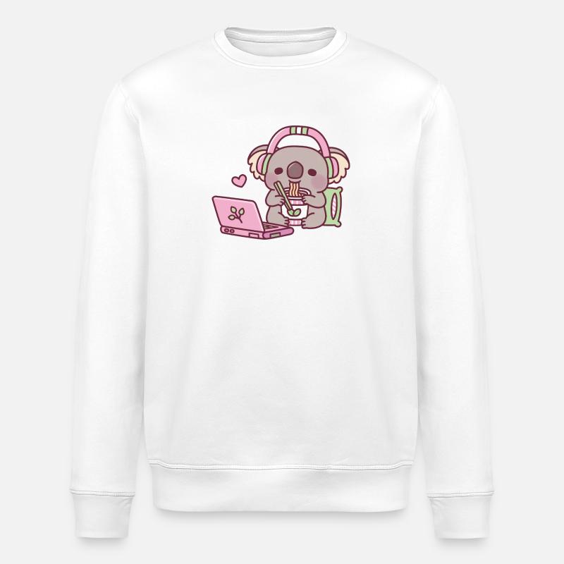 Mignon koala mangeant des nouilles instantanées - Sweat bio ROLLER Stanley/Stella Unisexe - blanc