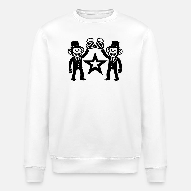 Junggesellenabschied Affe Crew Bräutigam - Stanley/Stella Unisex Bio-Sweatshirt ROLLER - Weiß