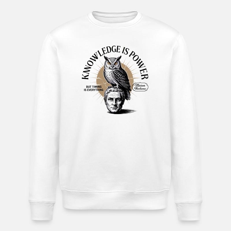 Knowledge Is Power Owl Wisdom - Stanley/Stella ROLLER Unisex Organic Sweatshirt - white