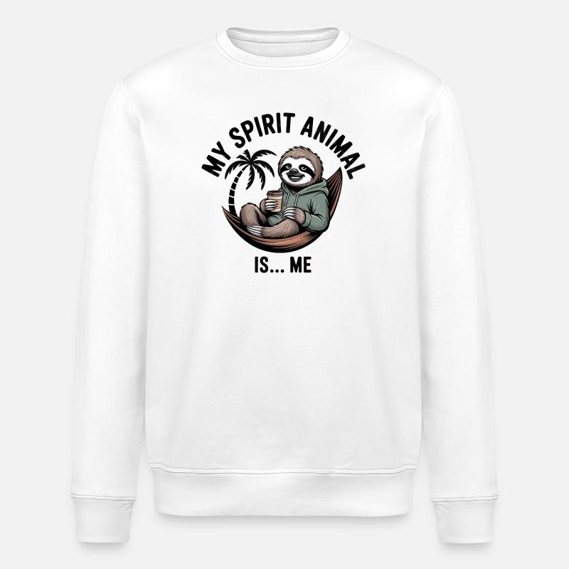 Sloth Coffee Hammock Relaxing Design - Stanley/Stella ROLLER Unisex Organic Sweatshirt - white