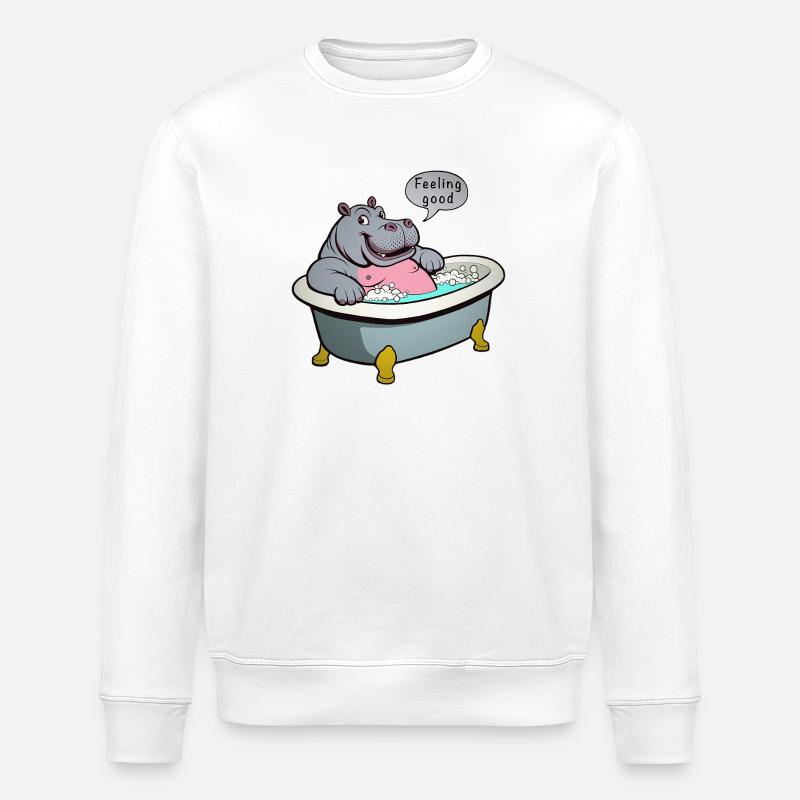 Hippopotame dans le bain - Sweat bio ROLLER Stanley/Stella Unisexe - blanc