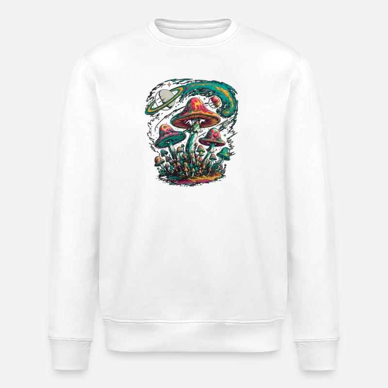 Champignons Cosmiques Psychédéliques Oeuvre - Sweat bio ROLLER Stanley/Stella Unisexe - blanc
