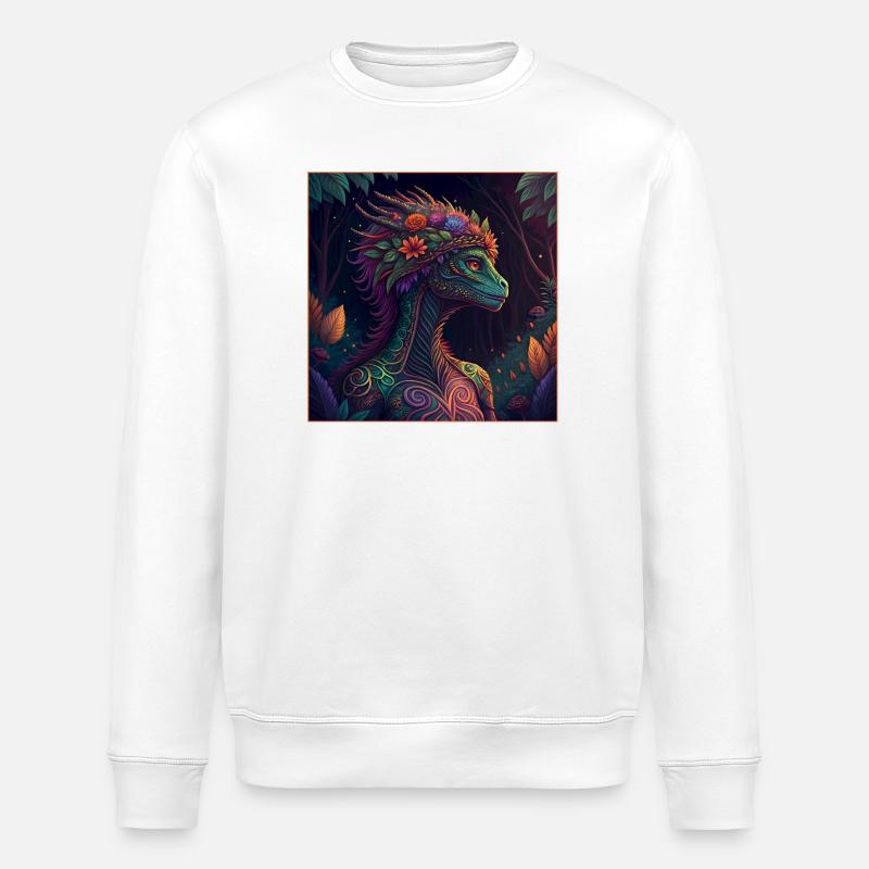 Mythischer Dschungeldrache Illustration - Stanley/Stella Unisex Bio-Sweatshirt ROLLER - Weiß