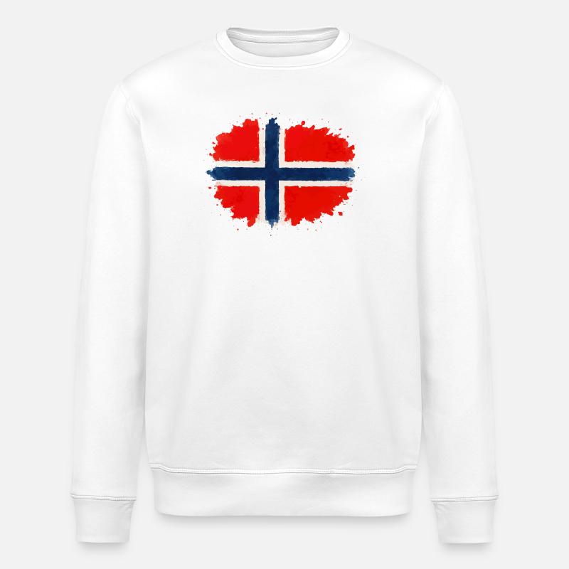norwegen-fahne-klecks - Stanley/Stella Unisex Bio-Sweatshirt ROLLER - Weiß
