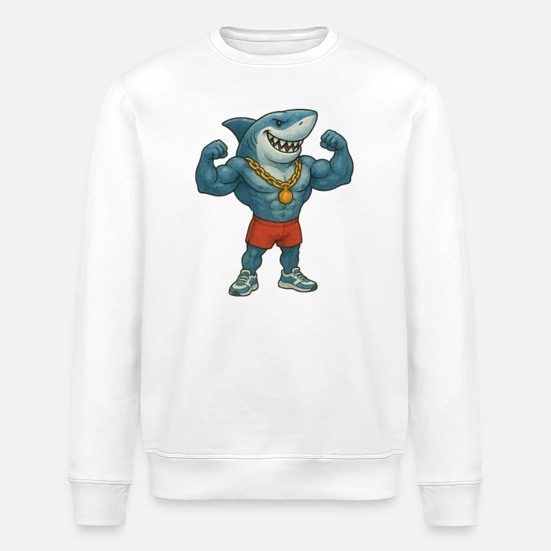 hai-comic-bodybuilder - Stanley/Stella Unisex Bio-Sweatshirt ROLLER - Weiß