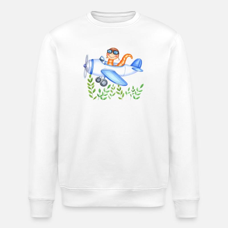 Regenwurm-Pilot rettet die Welt - Stanley/Stella Unisex Bio-Sweatshirt ROLLER - Weiß